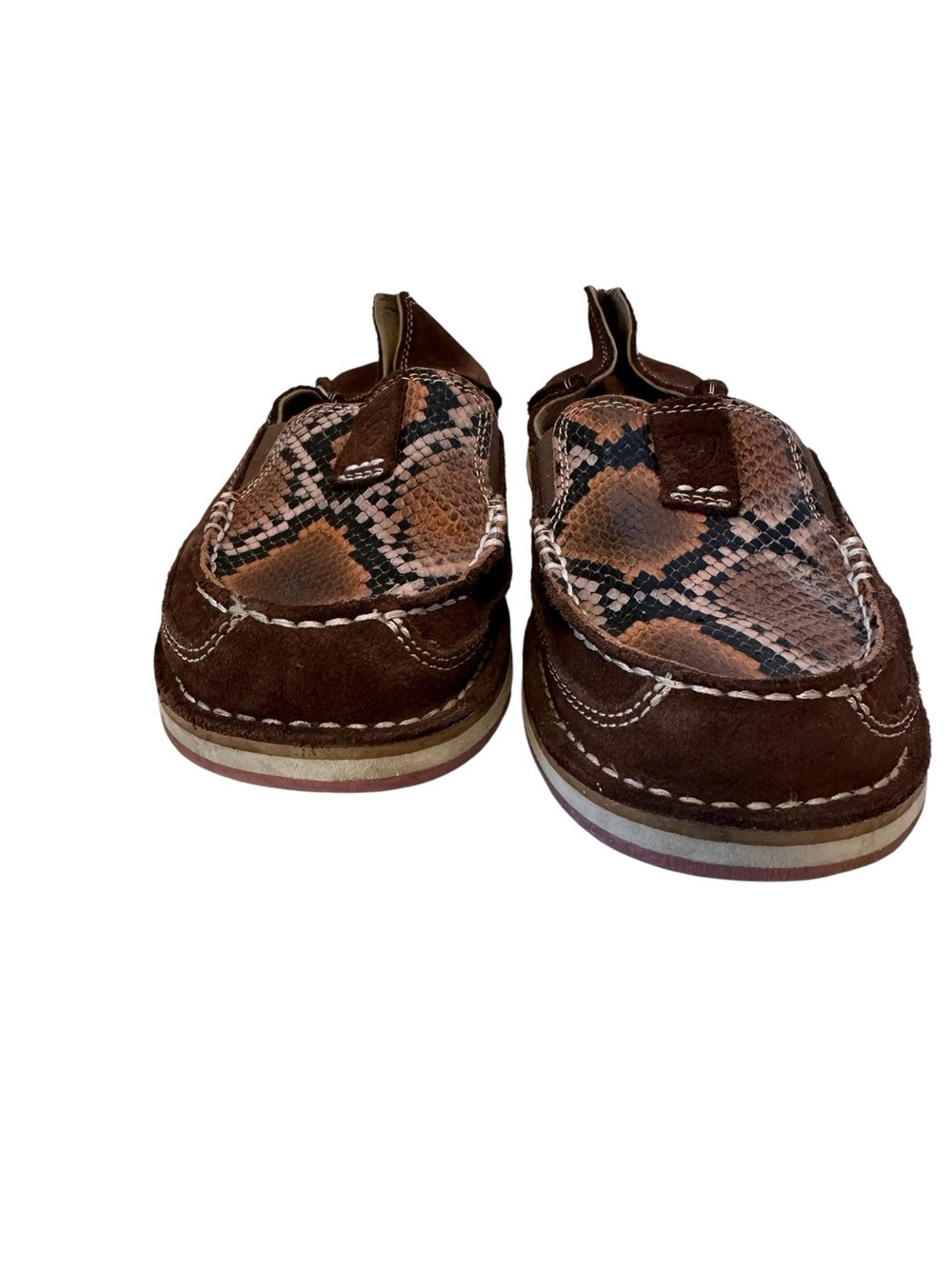 Ariat Cruiser Brown Suede with Snake-Print Accent 8B